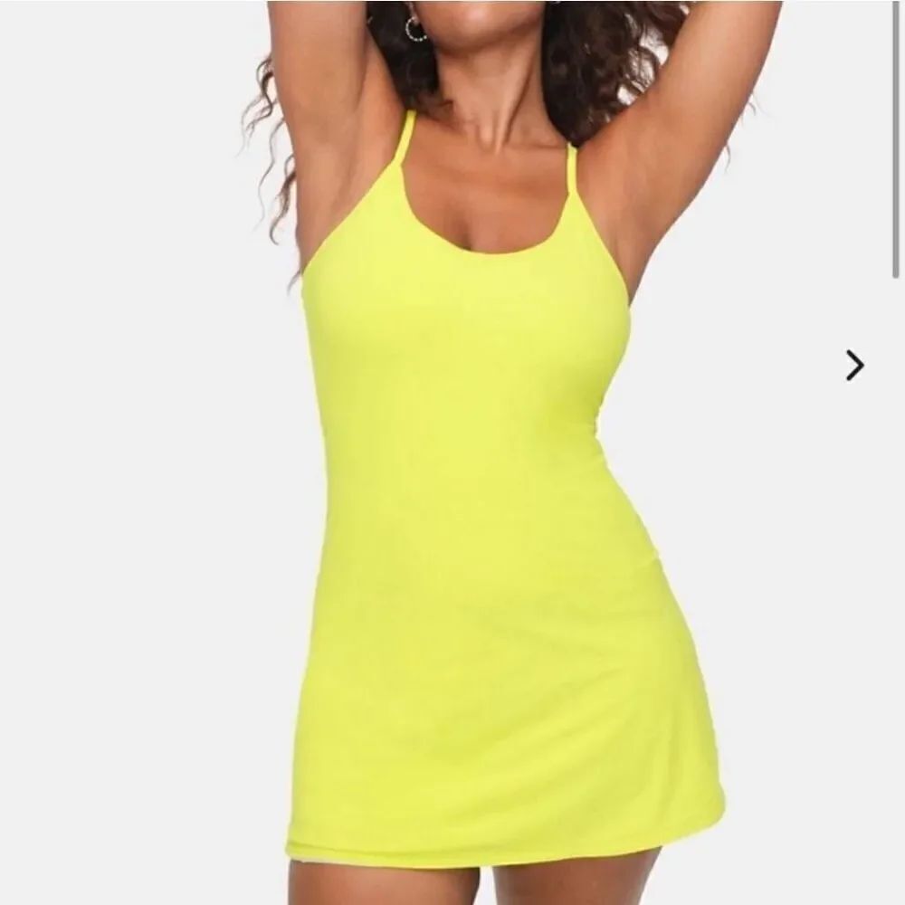 Outdoor Voices The Exercise Mini Dress Lined Shorts Margarita Neon Yellow S